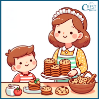 Action Words - Mother bakes a cookie