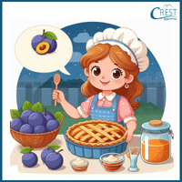 Action Words - Mother baking a plum pie