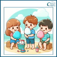 Articles - Kids eating cotton candy at the beach