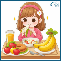 Conjunction - Girl is eating apples and bananas