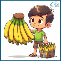 Nouns Questions - Boy with a bunch of bananas