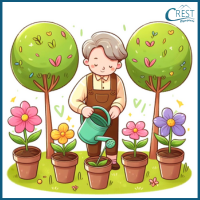 Nouns Questions - Girl planted flowers in the garden