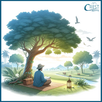 Prepositions - Man is sitting under the tree