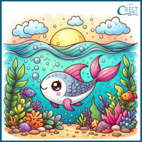 Preposition - Fish swimming in the water