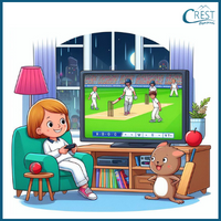 Preposition - Boy is watching a cricket match