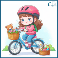 Pronouns Questions - Girl riding a bicycle