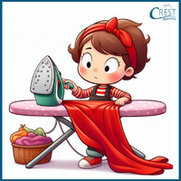 Girl ironing a scarf for Class 4