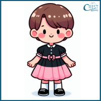 Tenses - Girl wearing a black and pink frock