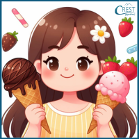 Tenses - Girl having two icecreams