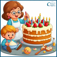 Tenses - Mother baking birthday cake