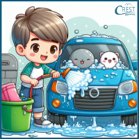 Tenses - Boy washes car