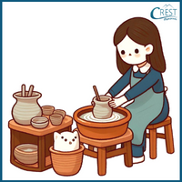Tenses - Girl doing pottery