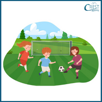 Tenses - Boy playing soccer with friends