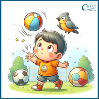 Verbs - Boy playing with a ball