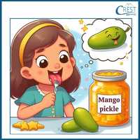 Girl tasting a pickle for Class 2