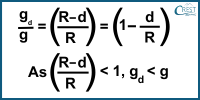 Equation of Ratio of acceleration due to gravity - CREST Olympiads